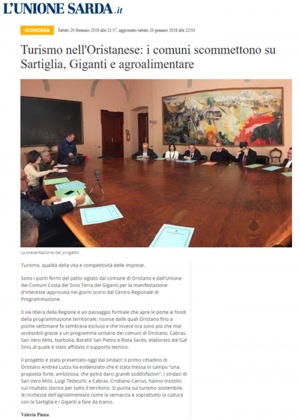 L'Unione Sarda | Turismo nell'Oristanese: i comuni scommettono su Sartiglia, Giganti e agroalimentare