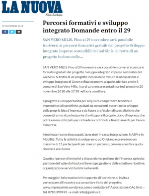 La Nuova Sardegna | Percorsi formativi e sviluppo integrato Domande entro il 29