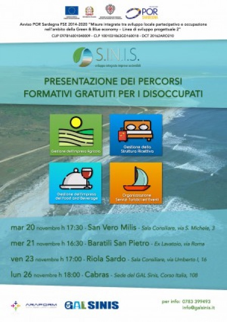 Presentazione dei percorsi formativi previsti dal Progetto "S.IN.I.S. - Sviluppo Integrato Imprese Sostenibili"