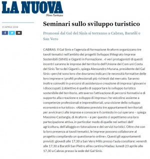 La Nuova Sardegna | Seminari sullo sviluppo turistico