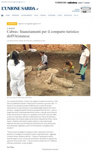 L'Unione Sarda | Cabras: finanziamenti per il comparto turistico dell'Oristanese
