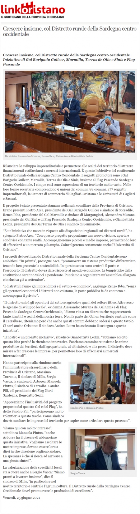 LinkOristano | Crescere insieme, col Distretto rurale della Sardegna centro occidentale