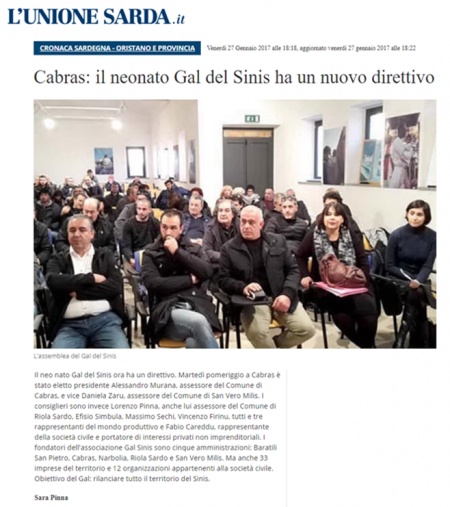 L'Unione Sarda | Cabras: il neonato Gal del Sinis ha un nuovo direttivo
