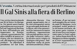 L'Unione Sarda | Il Gal Sinis alla fiera di Berlino