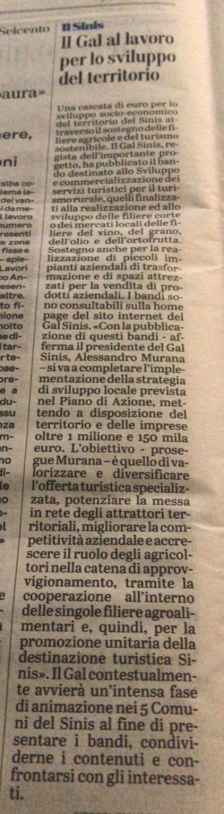 L'Unione Sarda | Il Gal al lavoro per lo sviluppo del territorio